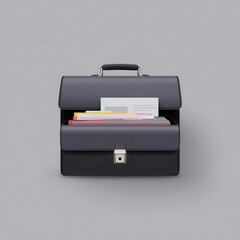 Dark briefcase filled with colorful folders.