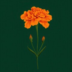 Detailed illustration of an orange flower with buds.