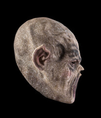 Monster head isolated on black background with clipping path