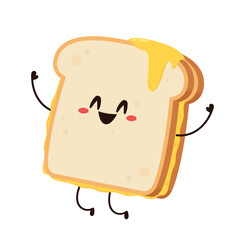 Sandwich cheese character design. bread character vector. cheese stretch. Sandwich cheese vector