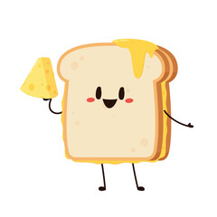 Sandwich cheese character design. bread character vector. cheese stretch. Sandwich cheese vector