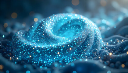 Abstract blue sparkling vortex with luminous bokeh, ethereal visual concept