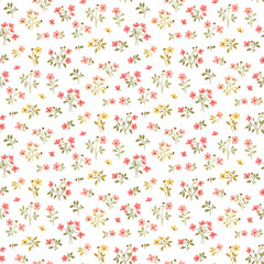 Flower pattern, ditsy floral seamless pattern. Small little flower background. Repeat pattern. Ditsy print. Botanic surface design. Ditsy floral flower pattern for fashion, fabric, wrapping, decor