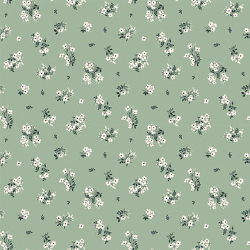 Flower pattern, ditsy floral seamless pattern. Small little flower background. Repeat pattern. Ditsy print. Botanic surface design. Ditsy floral flower pattern for fashion, fabric, wrapping, decor