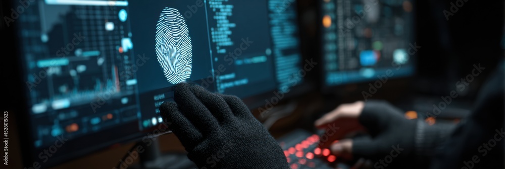 Poster Cybercriminal Attempts to Steal Password File Through Computer Monitor in Dark Environment