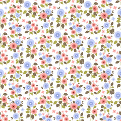 Flower pattern, ditsy floral seamless pattern. Small little flower background. Repeat pattern. Ditsy print. Botanic surface design. Ditsy floral flower pattern for fashion, fabric, wrapping, decor