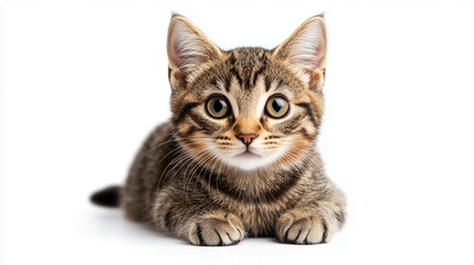 Obraz premium cat isolated on white background, tabby_cat_sitting_and_looking_on_white_background