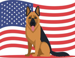 American Staffordshire terrier dog with country flag.