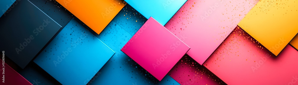Poster vibrant colorful overlapping geometric rectangles with textured gradients abstract background design
