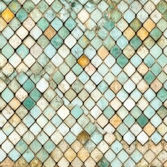 Mosaic wall pattern, distressed,  muted colors