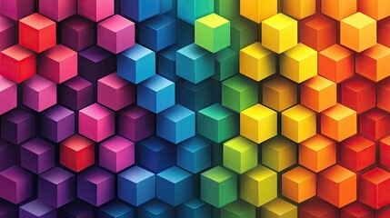 Obraz premium Colorful, three-dimensional cubes arranged in a hexagonal pattern.