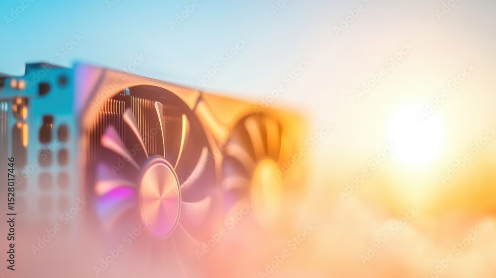 Fototapete High-performance graphics card in sunlight with soft focus effect
