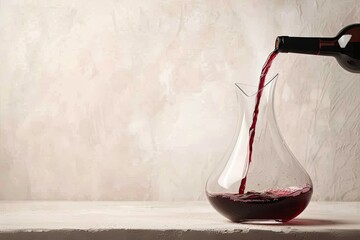 High Definition View of Hand Pouring Wine in Carafe Side View