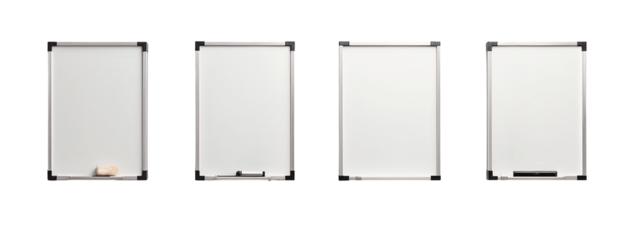 A set of four whiteboards