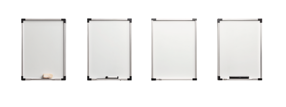 A set of four whiteboards