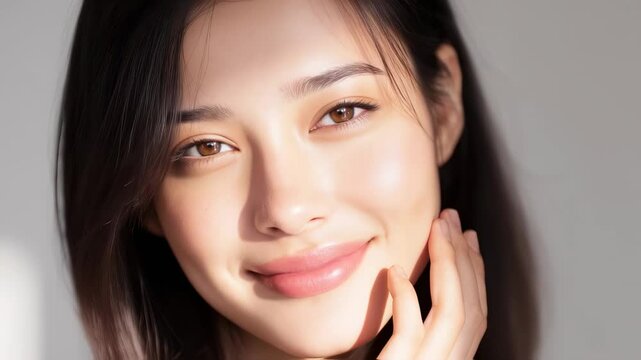健康的な素肌の女性が微笑む美容ビジュアル