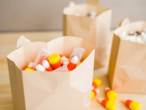 Candy Corn in Paper Bag for Halloween or Fall Treat Giving