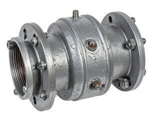 Metal Pipe Fitting Elbow Connector isolated on transparent or white background	
