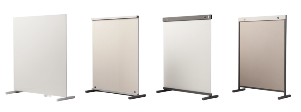A set of three whiteboards