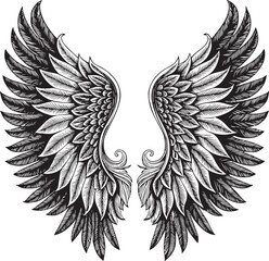 wings tattoo vector illustration