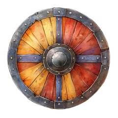 Round Shield, watercolor drawing vector, high quality, isolated on a white background.