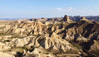 dramatic aerial view of azerbaijan s qobustan rocky landscape n drone photography