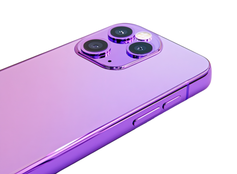 Purple smartphone with quad camera