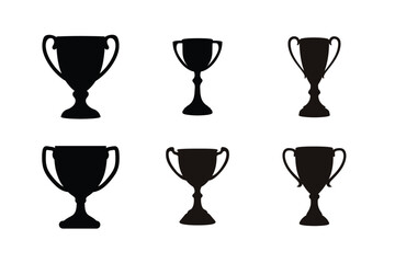 Trophy cup icon vector set, Award trophy cup silhouettes vector