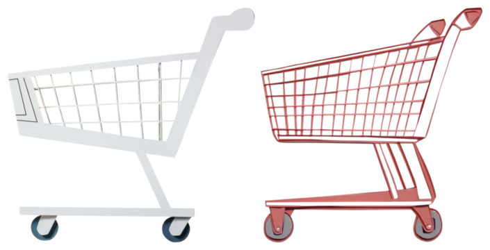 PNG Minimalist shopping cart design, element set on transparent background