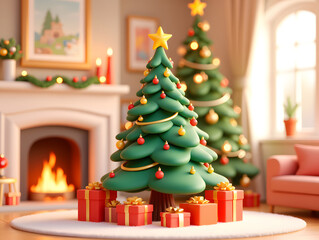Christmas Christmas tree celebration winter holiday festival new year 3D illustration
