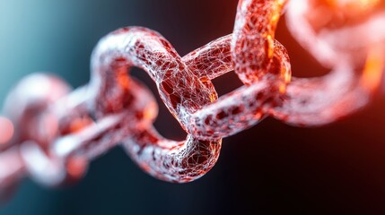 A beautifully rendered abstract image of a red chain, showcasing intricate details and luminous effects that symbolize connection, unity, and strength in a modern artistic style.