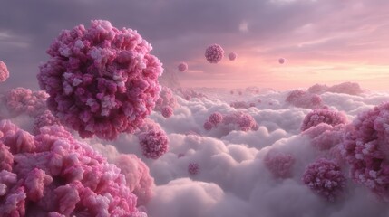 Fototapeta premium Digital illustration of virus particles being neutralized by pro