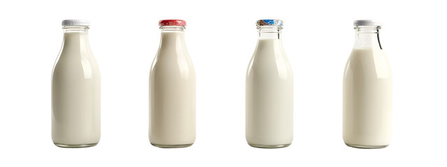 A set of four bottles of milk