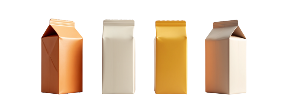 A set of four different colored paper bags