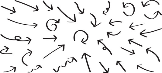 イラスト素材：手書きのベクター矢印セット　 黒Hand drawn cute vector arrows set