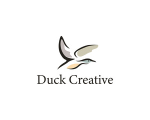 duck fly logo creative animal industry farm food design concept