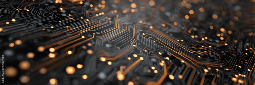 Poster circuit board fragment showcasing sparks and malfunction node in a low-light environment with minima