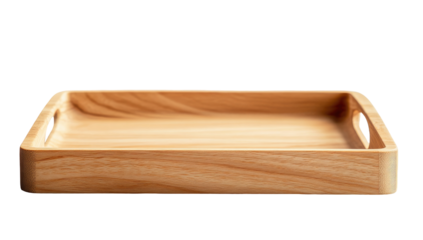 Light-brown wooden serving tray with handles