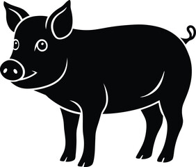 Pig silhouette illustration isolated on transparent background