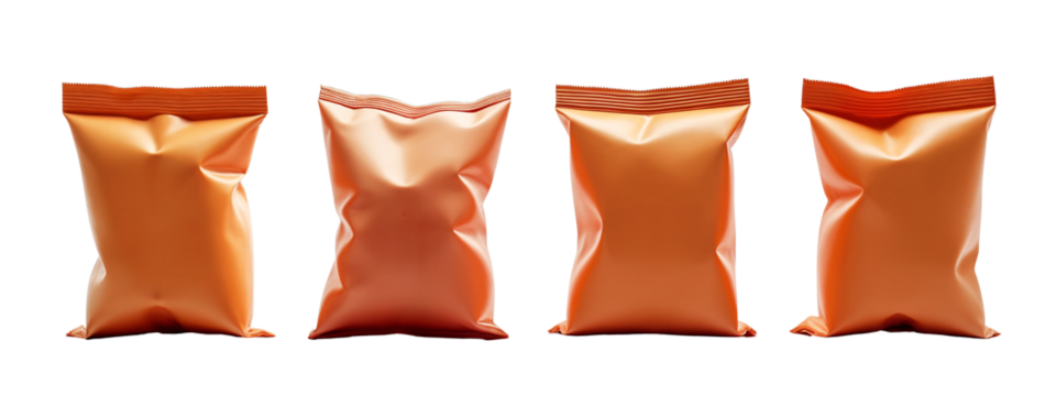 A set of four brown plastic bags