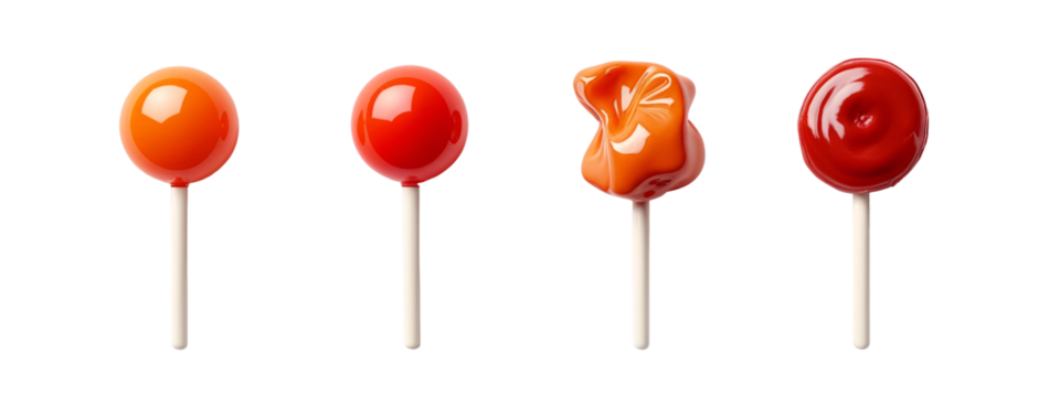 A row of four lollipops