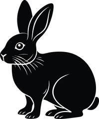 Elegant rabbit silhouette isolated on transparent background