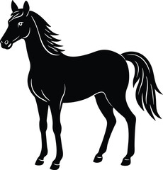 Elegant horse silhouette isolated on transparent background