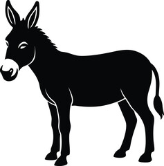 Donkey silhouette vector illustration isolated on transparent background