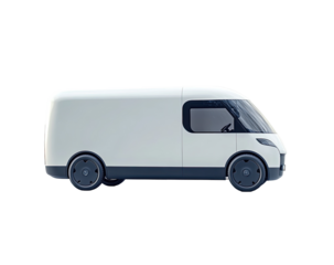 Modern white delivery van profile