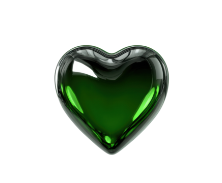 Heart shaped glass ornament in vibrant green color for decor