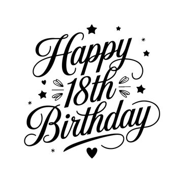Happy 18th Birthday. Birthday Vector Design Isolated on White Background