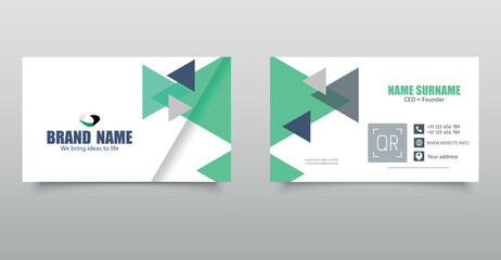 Business Card Template with Geometric Design. Modern business card template with bold geometric shapes. Vector graphics.