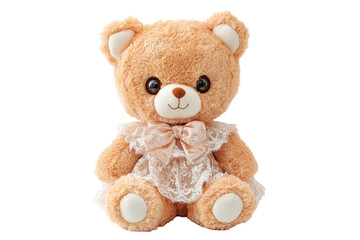 Fototapeta premium Adorable plush bear in a delicate lace dress