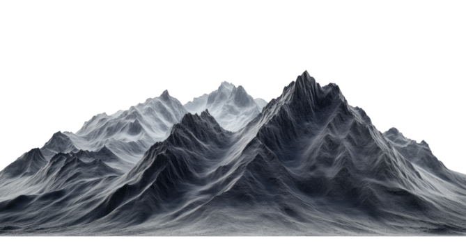 Snowy mountain range, dramatic peaks, textured landscape